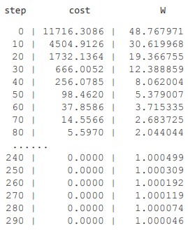 gradient descent 결과